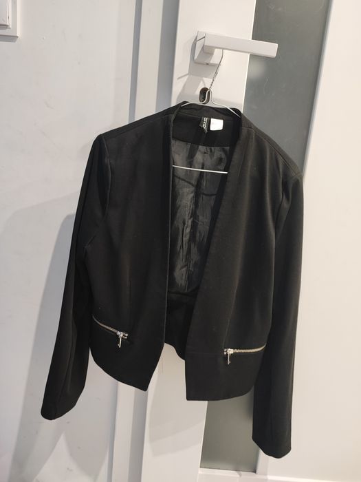 Czarna marynarka damska krótka żakiet h&m 38 M