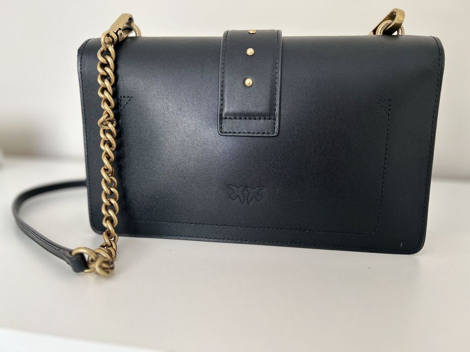 Torebka PINKO oryginalna skóra naturalna złoty łańcuszek