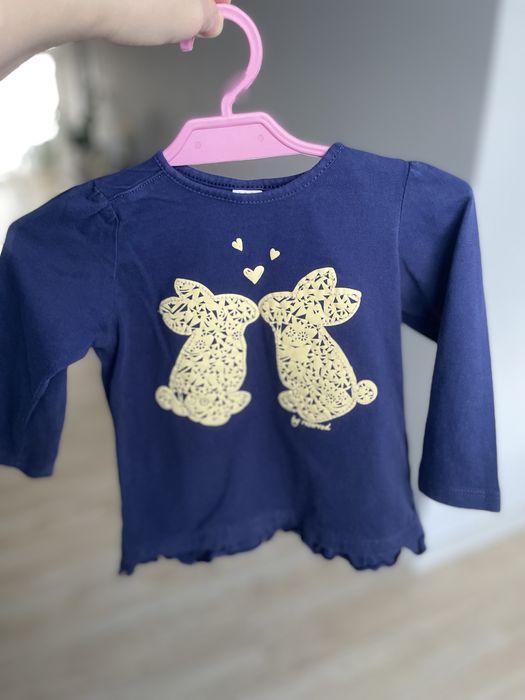 Bluzeczka reserved 80, wiosna kroliczki święta h&m0
