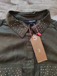 Nowa koszula khaki z ćwiekami Tally Weijl 36 S kołnierzyk guziki