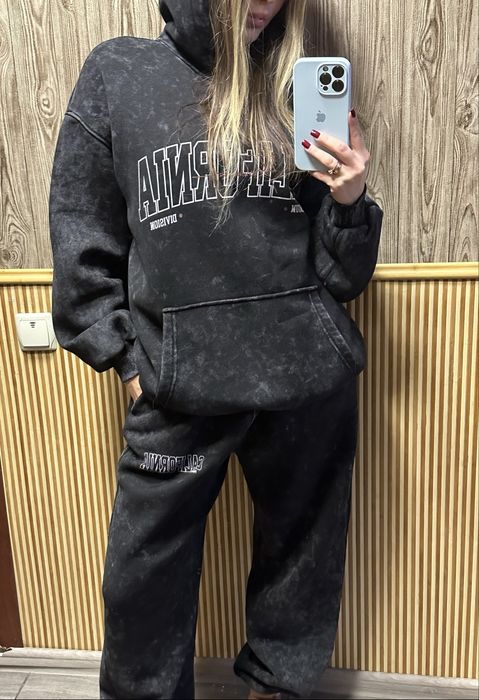 Оверсайз костюм на флісі  у техніці тай-дай