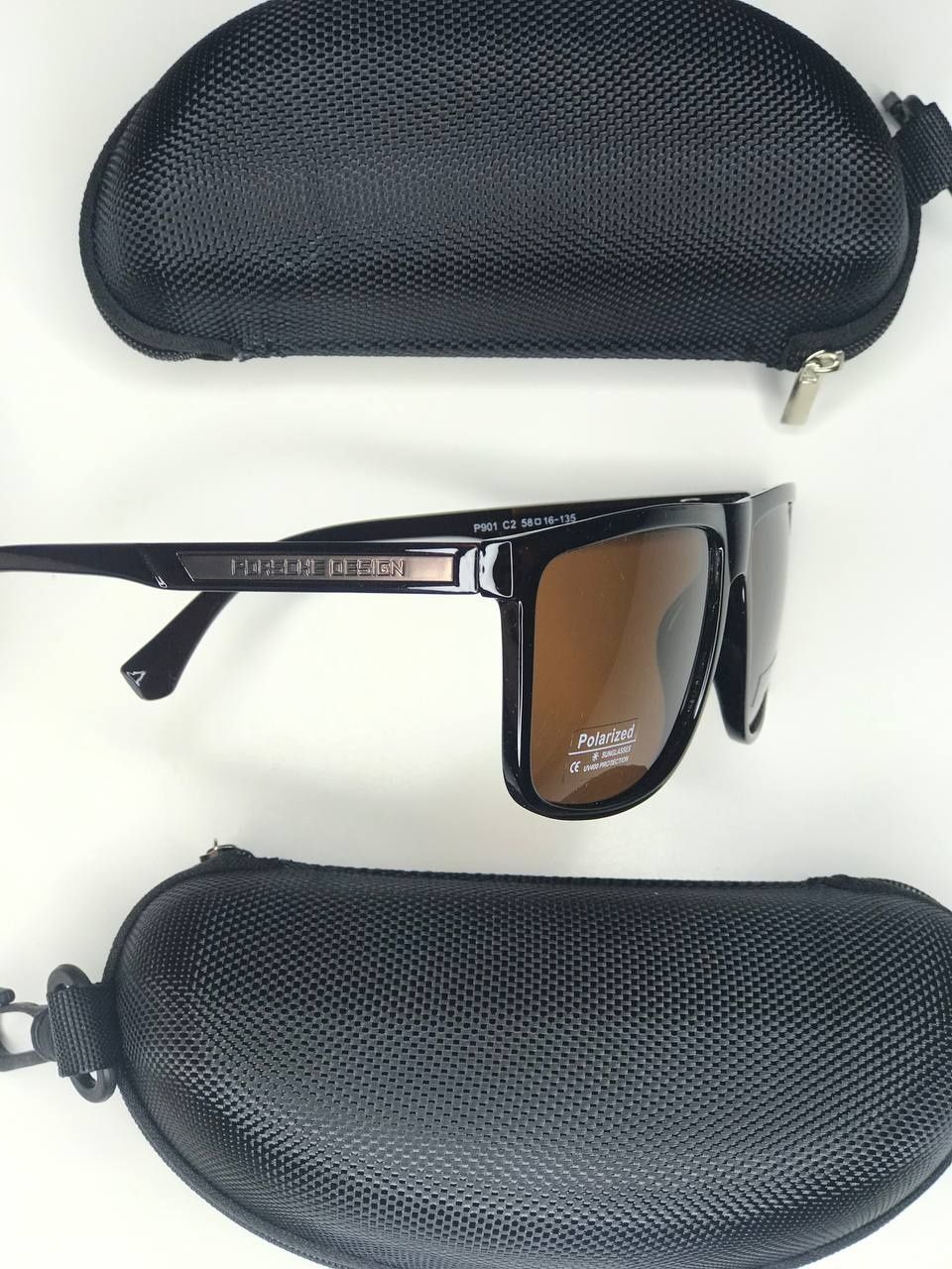 Мужские солнцезащитные очки Porsche коричневые Polaroid с поляризацией