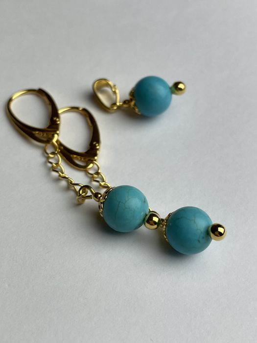 Kolczyki i zawieszka z turkusem