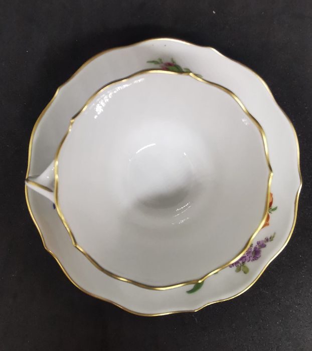 Porcelana Meissen DUO Mokka Miśnia Dekor kwiatowy