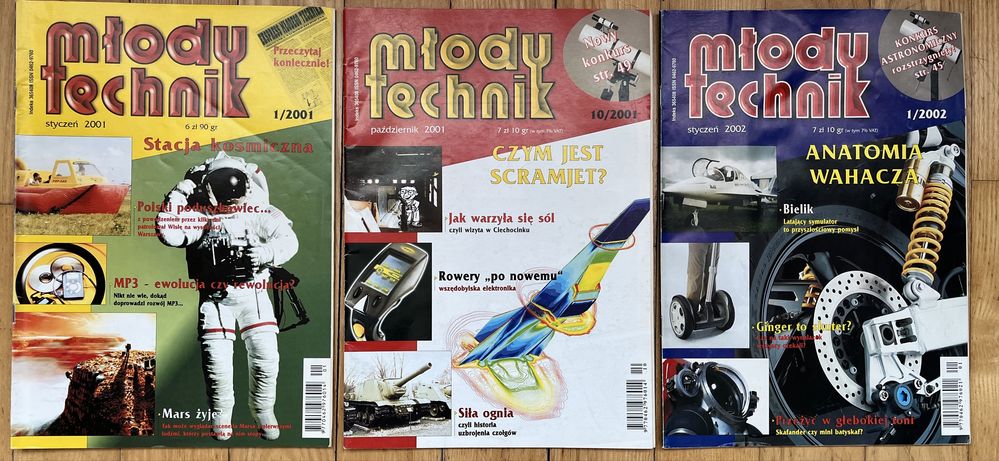 Czasopisma „Młody technik” : zestaw z 2000roku oraz 3szt. z 2001,2002r