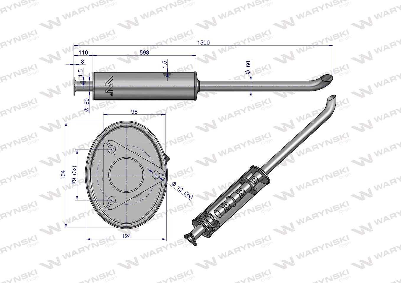 Tłumik Zetor stal nierdzewna 1500mm inox Waryński