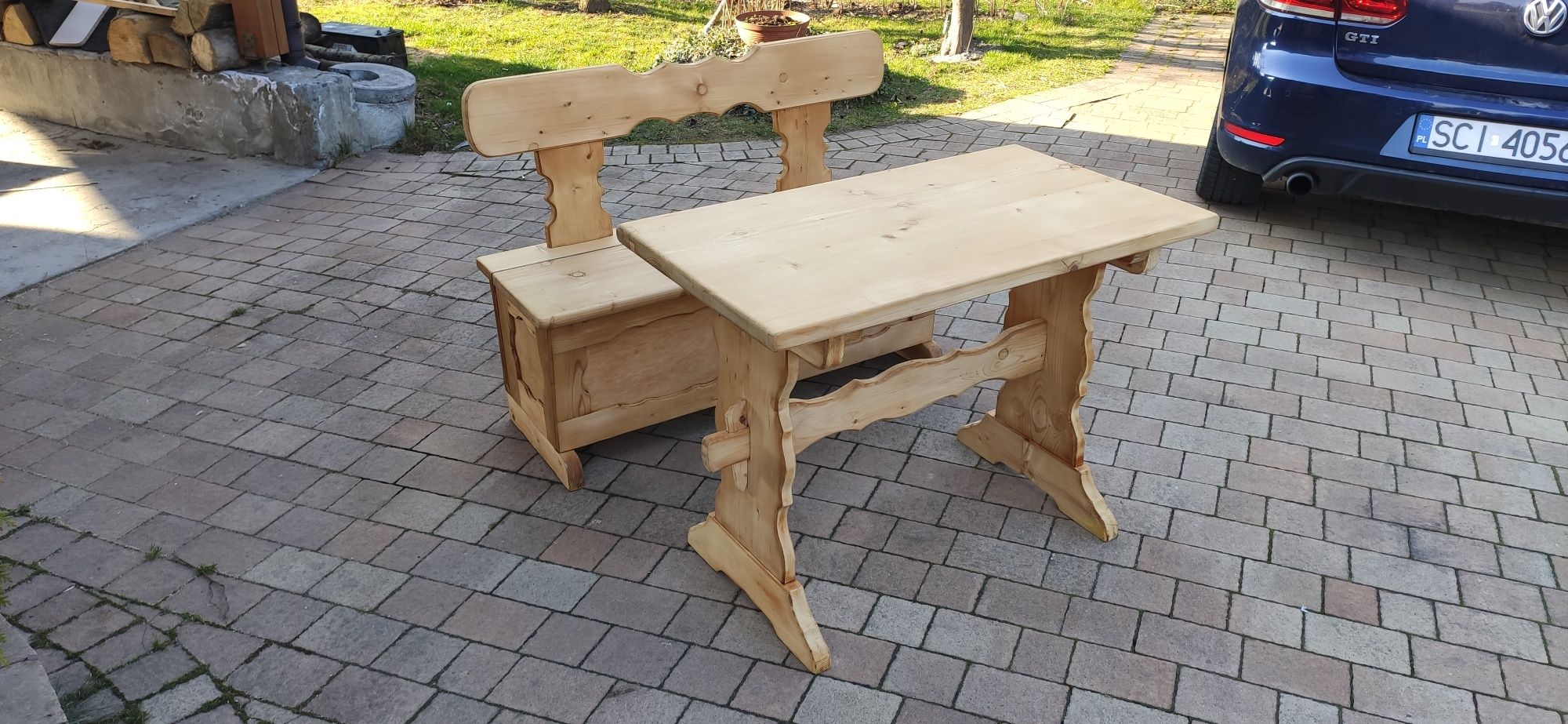 Ława stół drewniana rzeźbione