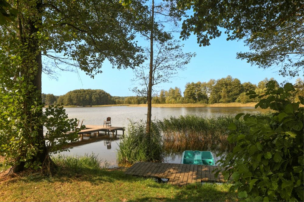 Dom nad Jeziorem Okrągłe, własna plaża, pomosty, ka