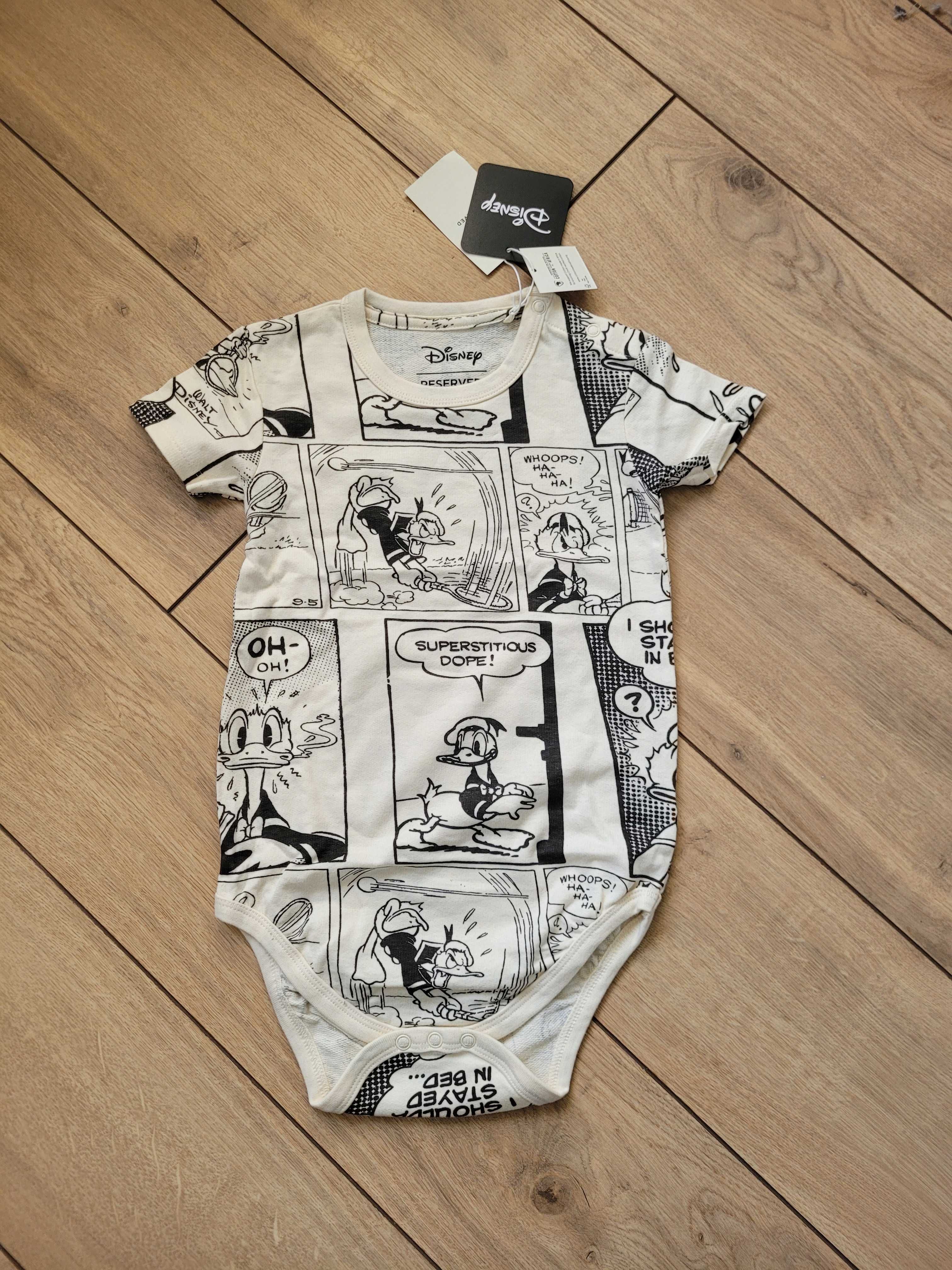 Nowe body Reserved 98 2-3 bawełna unisex Kaczor Donald lato