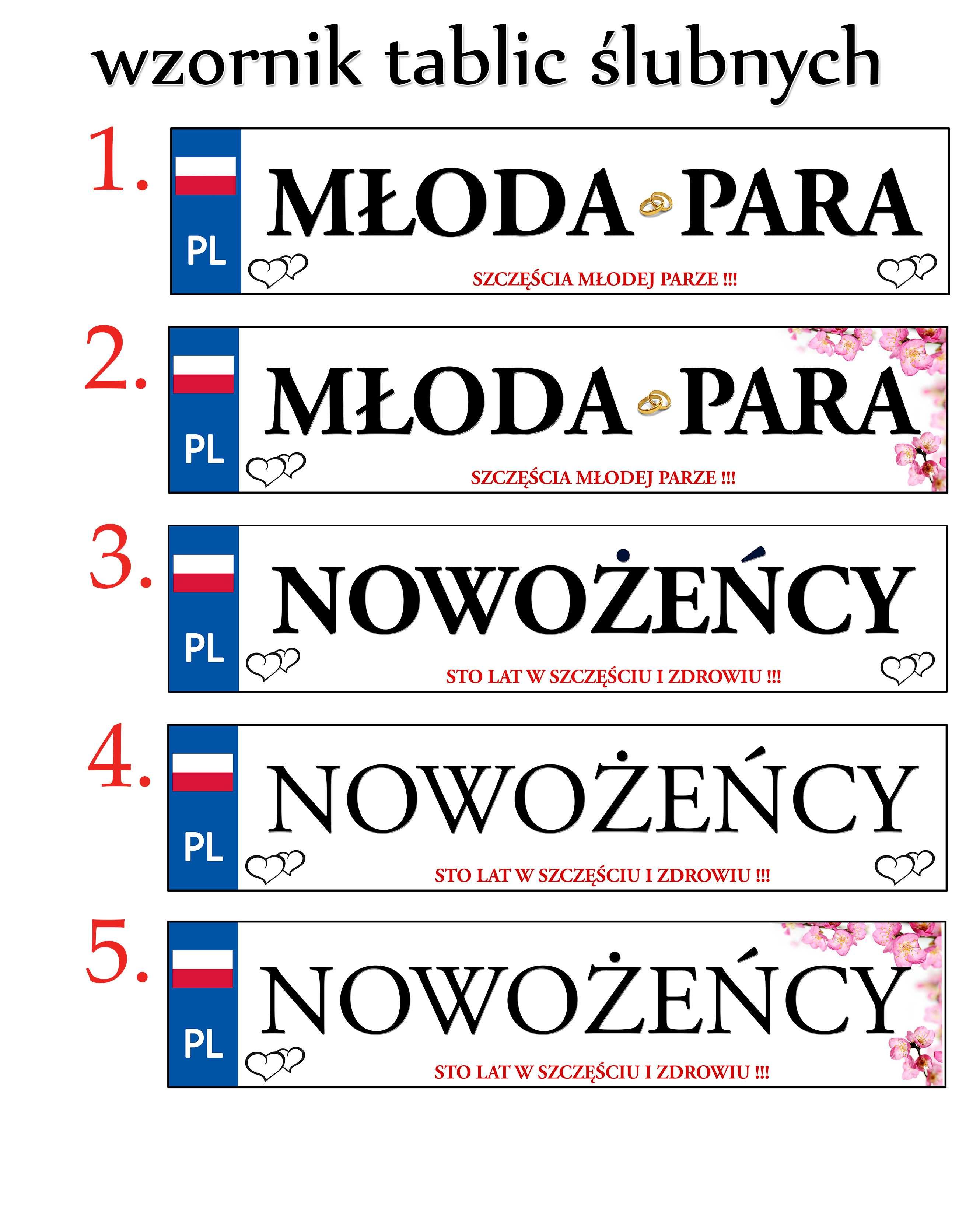 Pudrowy róż dekoracje na samochód -ŚLUB WESELE+2x tablice na auto 018