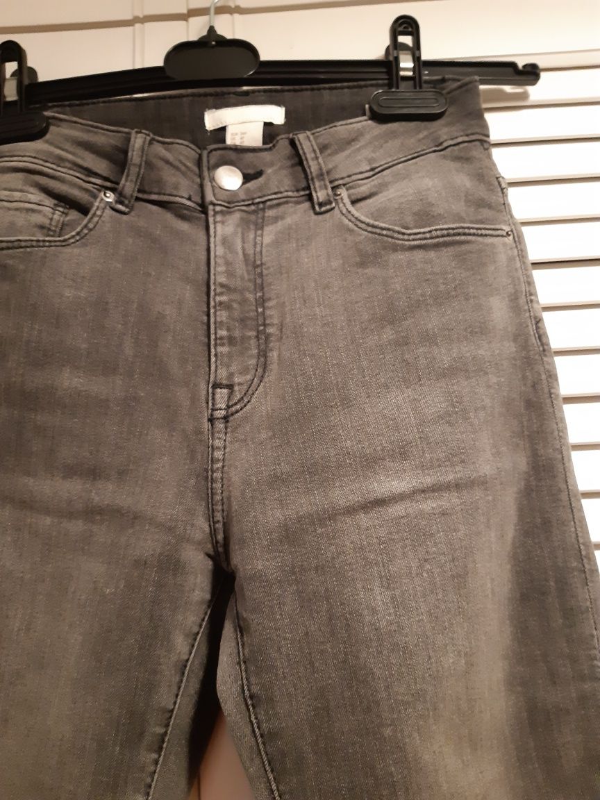 Jeansy szare XS Petite H&M 158 wysoki stan