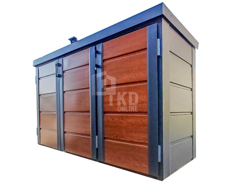 Zabudowa Koszy Na Śmieci Wiata Obudowa 207X80X120 Cm 3X240L Tkd346