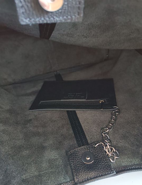 Torebka włoska skóra naturalna shopper hobo na ramię i do ręki czarna