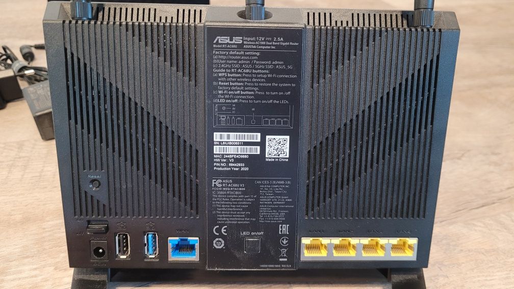 Zestaw routerów ASUS RT-AC68U V3 - 2 sztuki, AC1900, WiFi5, mesh