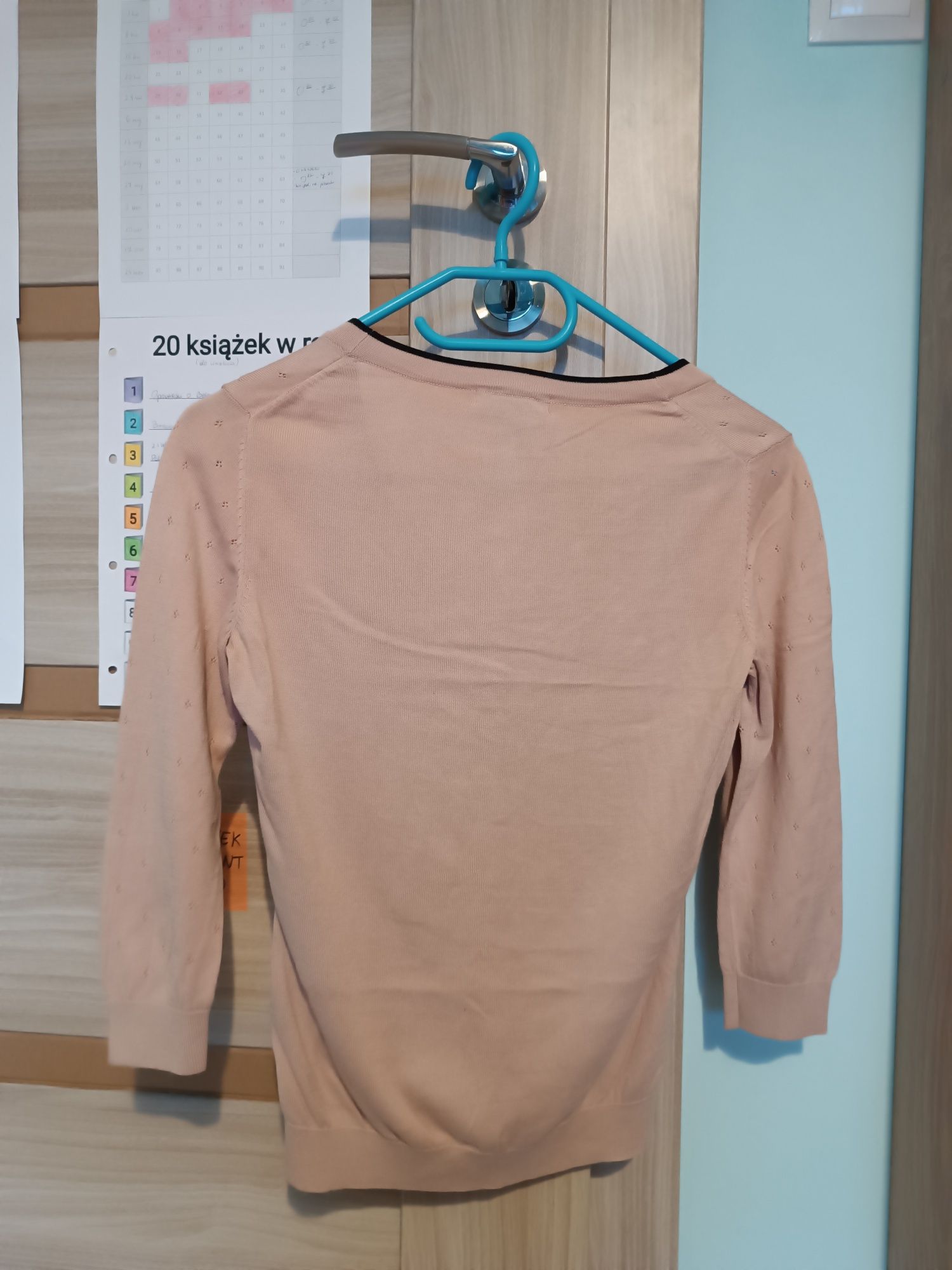 Sweter rękaw 3/4 pudrowy róż H&M XS