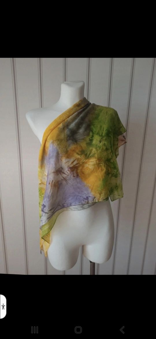 Kolorowa wielobarwna jedwabna apaszka chusta chustka jedwab 100% silk