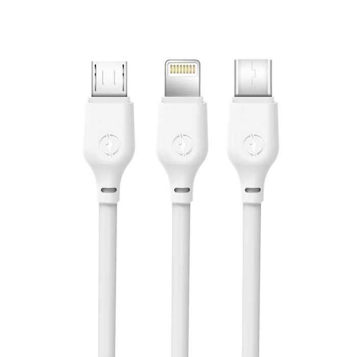 Xo Kabel Nb103 3W1 Usb - Lightning + Usb-C + Microusb 1,0 M 2,1A Biały