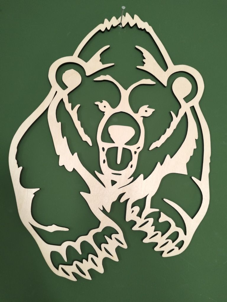 Dekor dekoracja ramka na ścianę niedźwiedź wykonana ze sklejki 4 mm