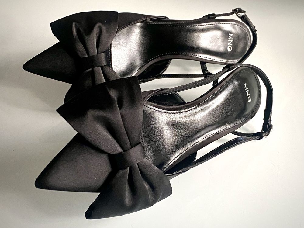 Mango Lacia - damskie czółenka z kokardą, czarne, r. 38, MNG buty