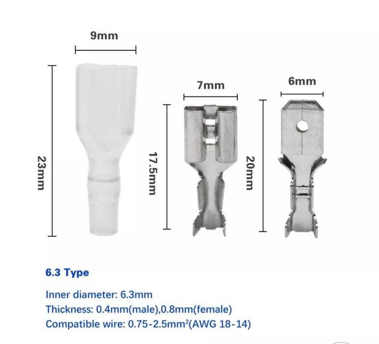 Caixa com 270 Terminais/Isolamentos 6 Medidas (2 Cores) | NOVAS