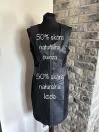 Skórzana sukienka skóra naturalna czarna rozmiar M