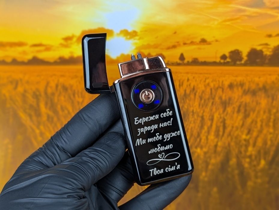 Турбо запальничка з гравіюванням. Зажигалка USB+газ