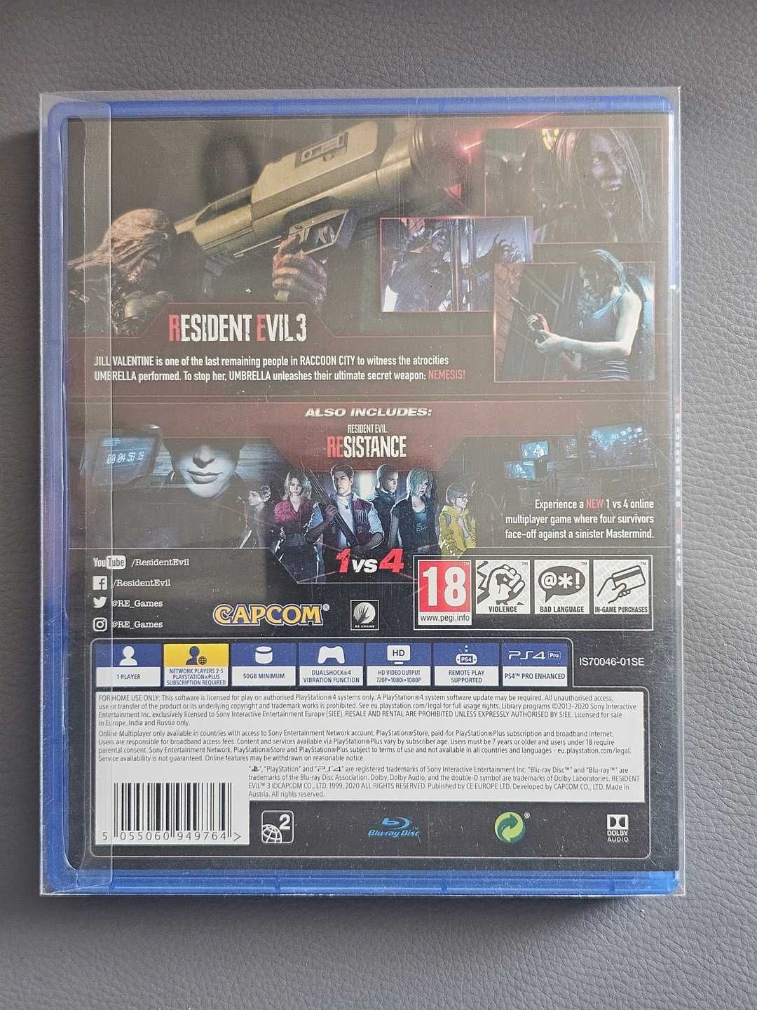 Resident Evil 3 OKŁADKA RĘKAW 3D | GRA PS4 | PlayStation 4 | PL