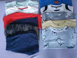 Lato, paczka ubranek dla chłopca, koszulki i spodenki, rozmiar 110-116
