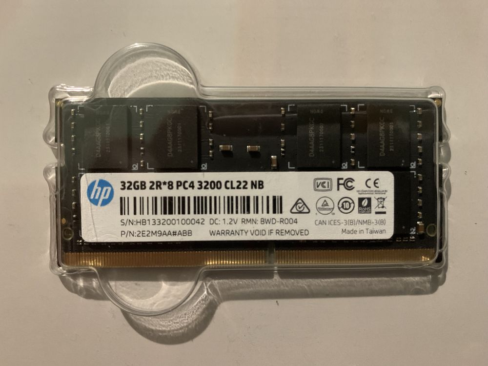 Оперативна пам'ять HP SODIMM DDR4-3200 32GB PC4-25600 S1 (2E2M9AA#ABB)