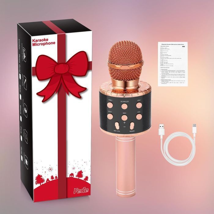 Fede Mikrofon Karaoke, Bezprzewodowy Mikrofon Bluetooth Dla Dzieci