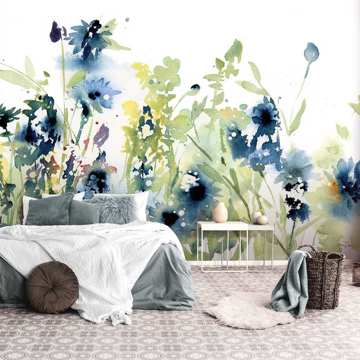 Fototapeta Lato Obraz Malowany Kwiaty Zieleń 3D Na Twój Rozmiar + KLEJ