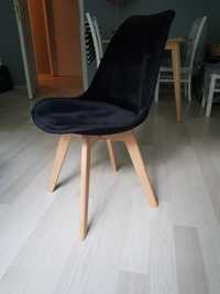 Krzesło welurowe tanie w bdb stanie - tanio - czarne
