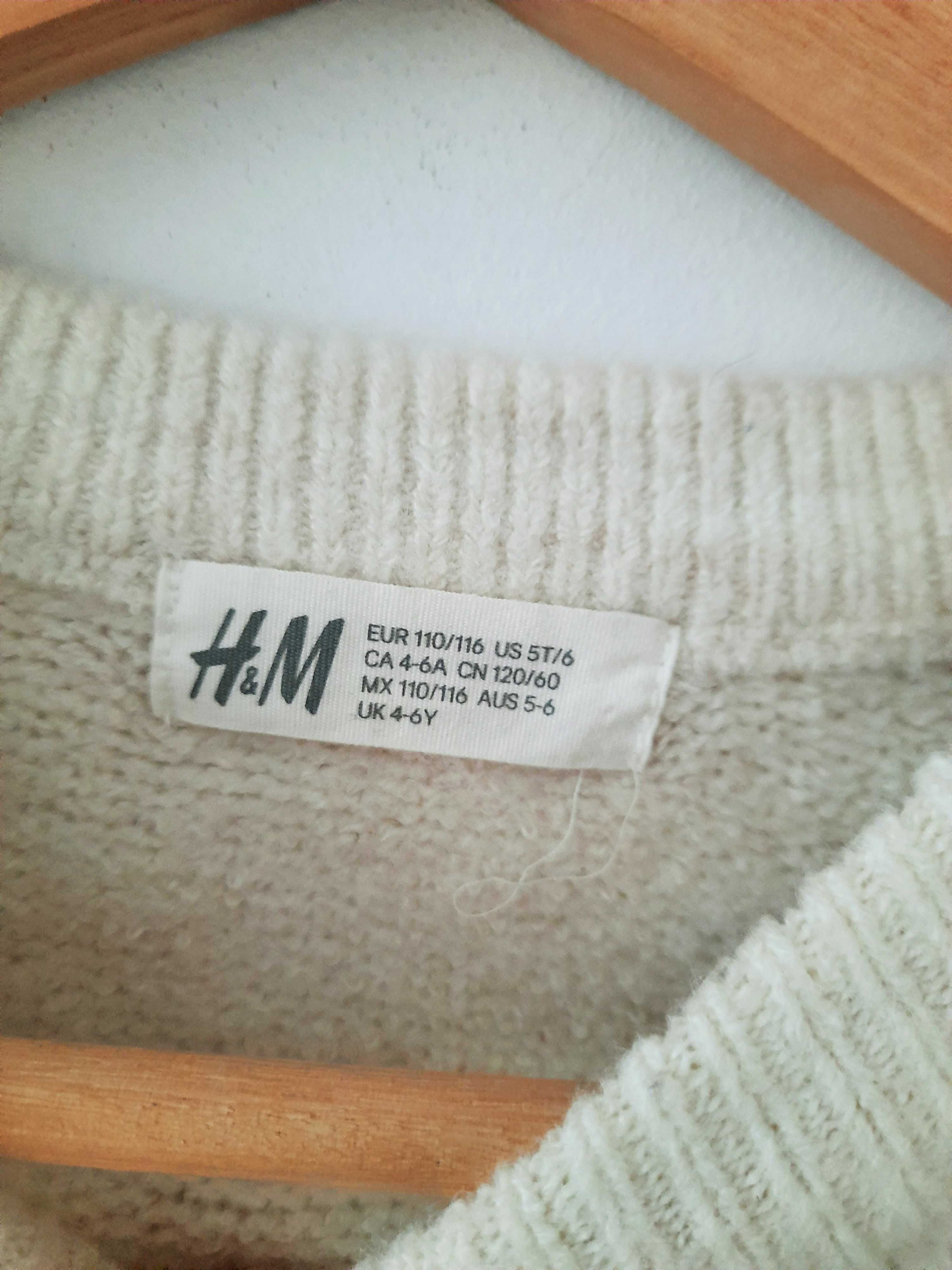 Sweter H&M, jumper, ombre, rozm.110/116, wiosenny, turkus