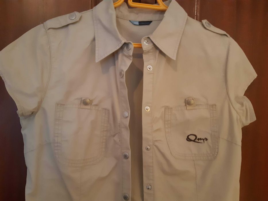 Vestido 100 por cento algodão, caqui, Quebramar, como novo