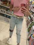 Spodnie mom jeans z dziurami xs