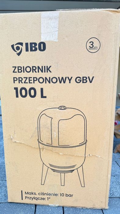 Zbiornik hydroforowy przeponowy 100l pionowy GBV IBO 10 bar, nowy