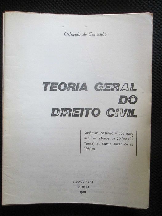 Teoria Geral do Direito Civil, de Orlando de Carvalho