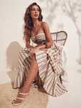 Sukienka Maxi Letnia Boho Halter W Paski Z Wycięciami Shein Xl 42