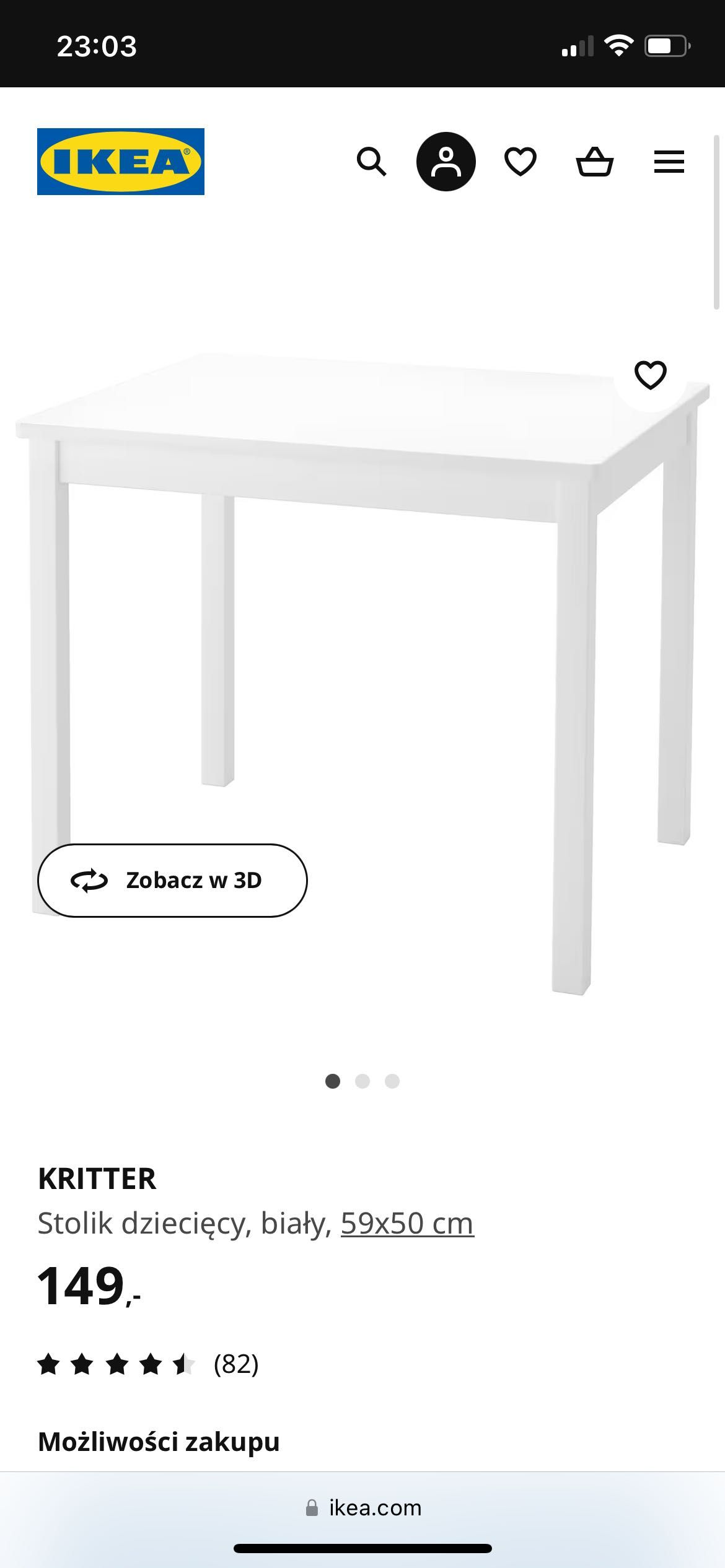 Ikea Krittel krzesełko + stolik Zestaw dziecięcy