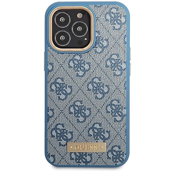 Etui Guess 4G Logo Plate MagSafe na iPhone 14 Pro Max - niebieskie