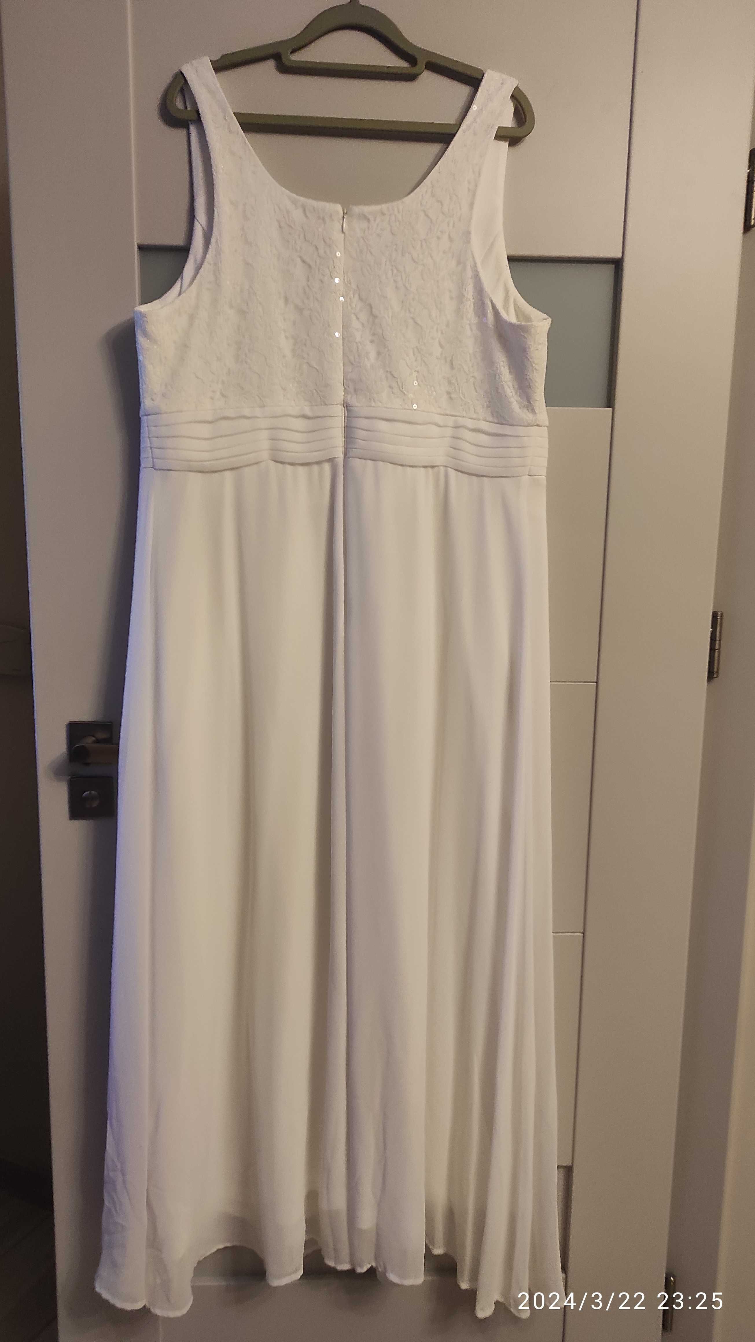 Sheego suknia sukienka wesele ślub komunia 48 3 xl 4 biała