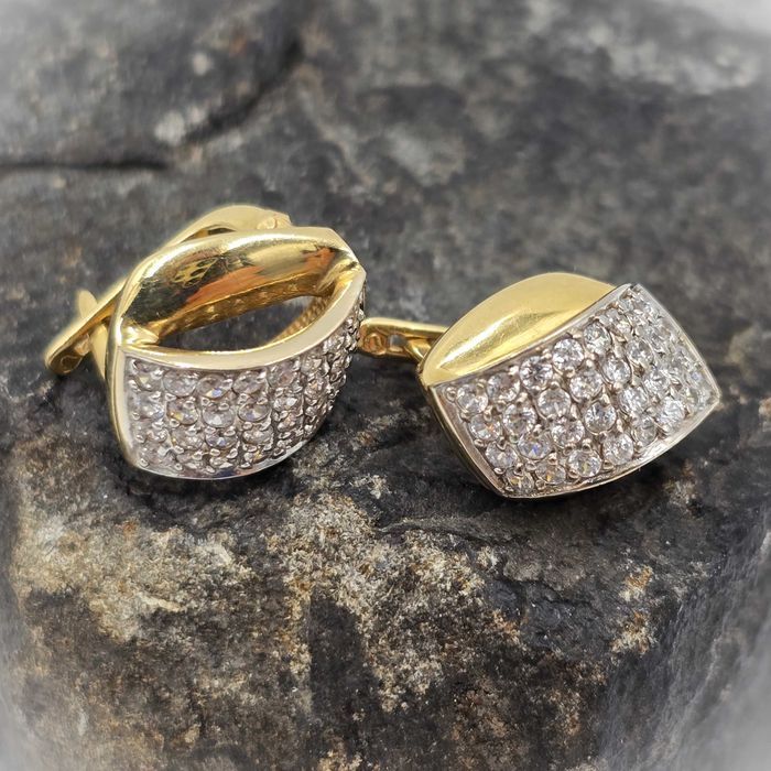 Złote Kolczyki Z Cyrkoniami Próba 585 14K Waga 5,54g Długość 1,5cm