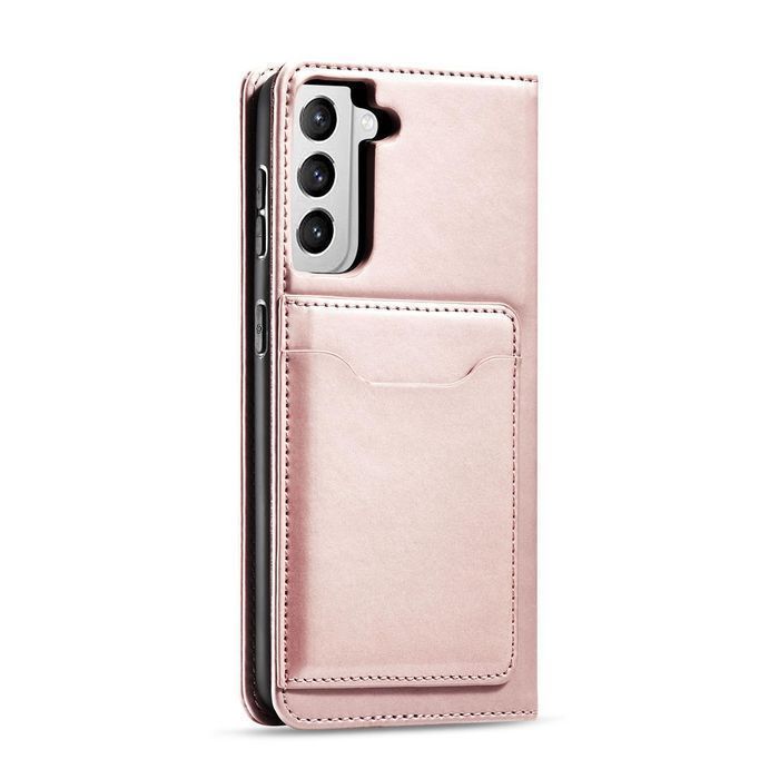 Etui Magnet Card Case do Samsung Galaxy S22 - Różowe Pokrowiec Portfel