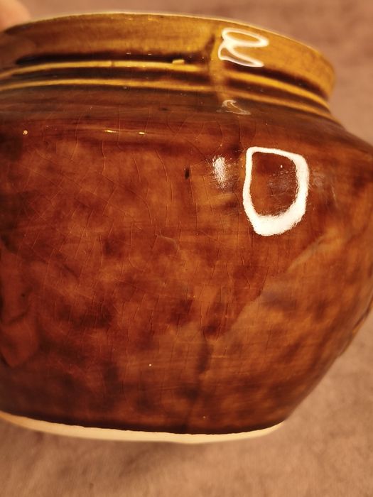 Stary ceramiczny pojemnik w kaszubskie kwiaty PRL 191