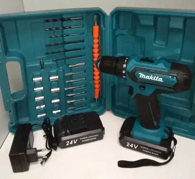 ‼️Акумуляторний шуруповерт Makita 24в. Шурупокрут. 2️⃣акб  + кейс.