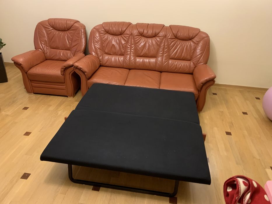 Шкіряні дивани 3+2+1. Розкладний