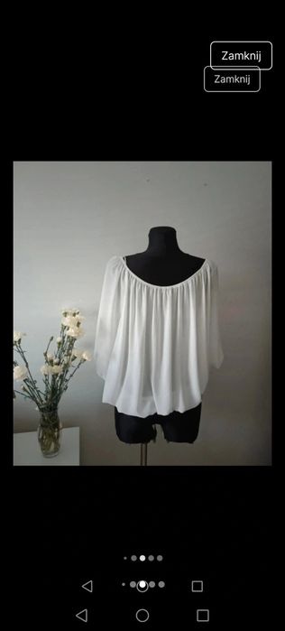 Bluzka biała Hiszpanka odkryte ramiona lekka zwiewna Basic Vintage