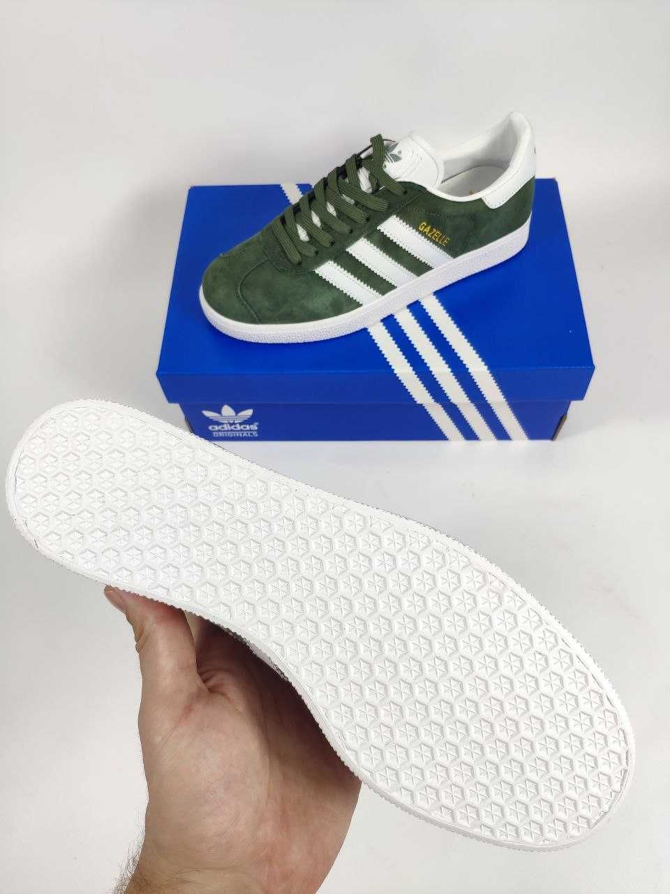 Чоловічі кросівки Adidas Gazelle (зелено-білі) D425 розмір 43 ЗНИЖКА