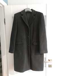 Wełniany płaszcz czarny klasyczny 80% wełny vintage rozm 40