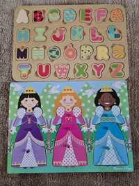 Układanki drewniane, księżniczki Melissa & Doug, alfabet